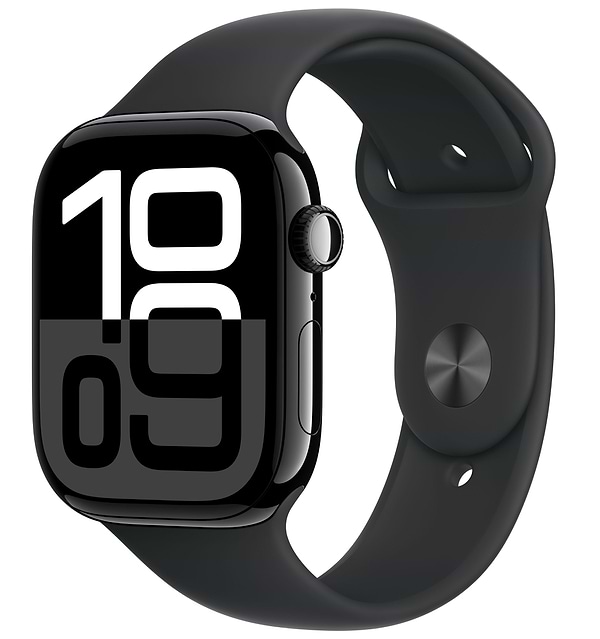 Фото - Смарт-годинник Apple Watch Series 10 GPS + eSIM 46mm Jet Black Aluminium Case with Black Sport Band - M/L
