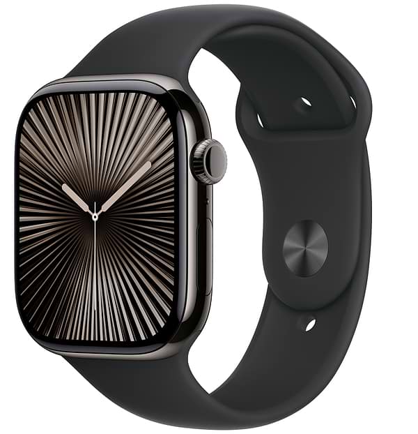 Фото - Смарт-годинник Apple Watch Series 10 GPS + eSIM 46mm Slate Titanium Case with Black Sport Band - M/L