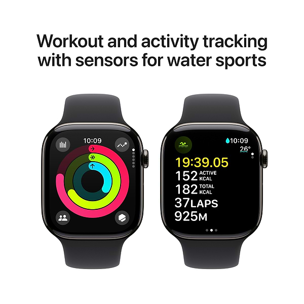 Фото - Смарт-годинник Apple Watch Series 10 GPS + eSIM 46mm Slate Titanium Case with Black Sport Band - M/L