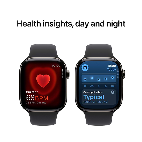 Фото - Смарт-часы Apple Watch Series 10 GPS + eSIM 46mm Slate Titanium Case with Black Sport Band - S/M