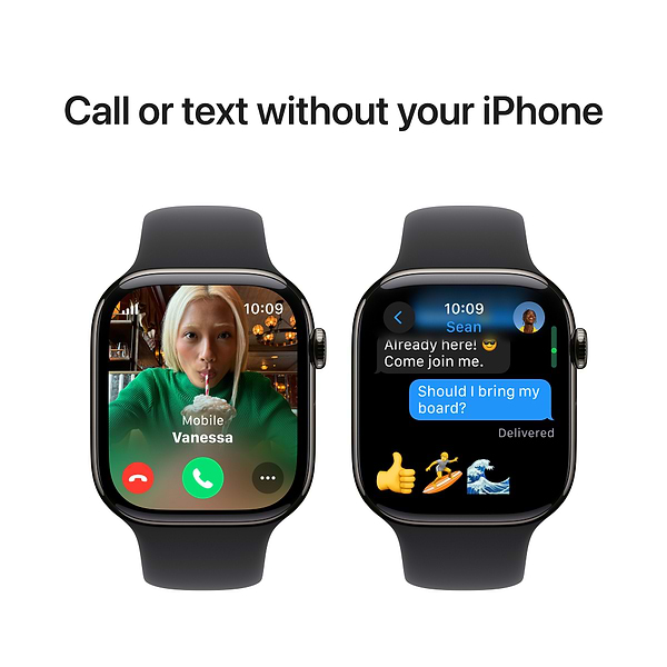 Фото - Смарт-годинник Apple Watch Series 10 GPS + eSIM 46mm Slate Titanium Case with Black Sport Band - M/L