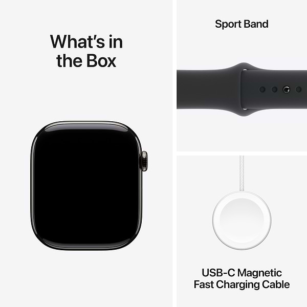 Фото - Смарт-часы Apple Watch Series 10 GPS + eSIM 46mm Slate Titanium Case with Black Sport Band - S/M