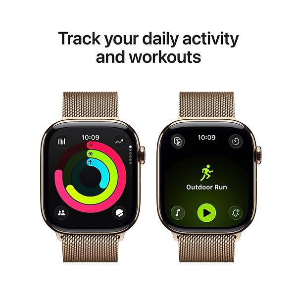 Фото - Смарт-годинник Apple Watch Series 11 GPS + eSIM 46mm Gold Titanium Case with Gold Milanese Loop - S/M