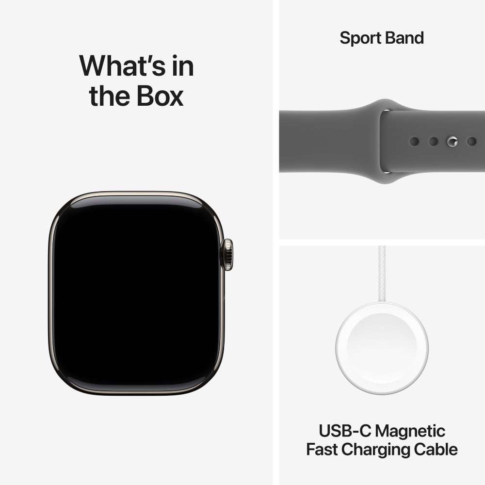 Фото - Смарт-годинник Apple Watch Series 11 GPS + eSIM 46mm Natural Titanium Case with Stone Grey Sport Band - S/M