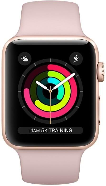 Фото - Смарт-часы Apple Watch Series 3 GPS, 42mm Gold Aluminium Case with Pink Sand Sport Band (MQL22FS/A)