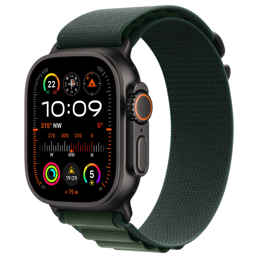 Смарт-часы Apple Watch Ultra 2 GPS 49mm Black Titanium Case with Dark Green Alpine Loop - Medium - Фото 1