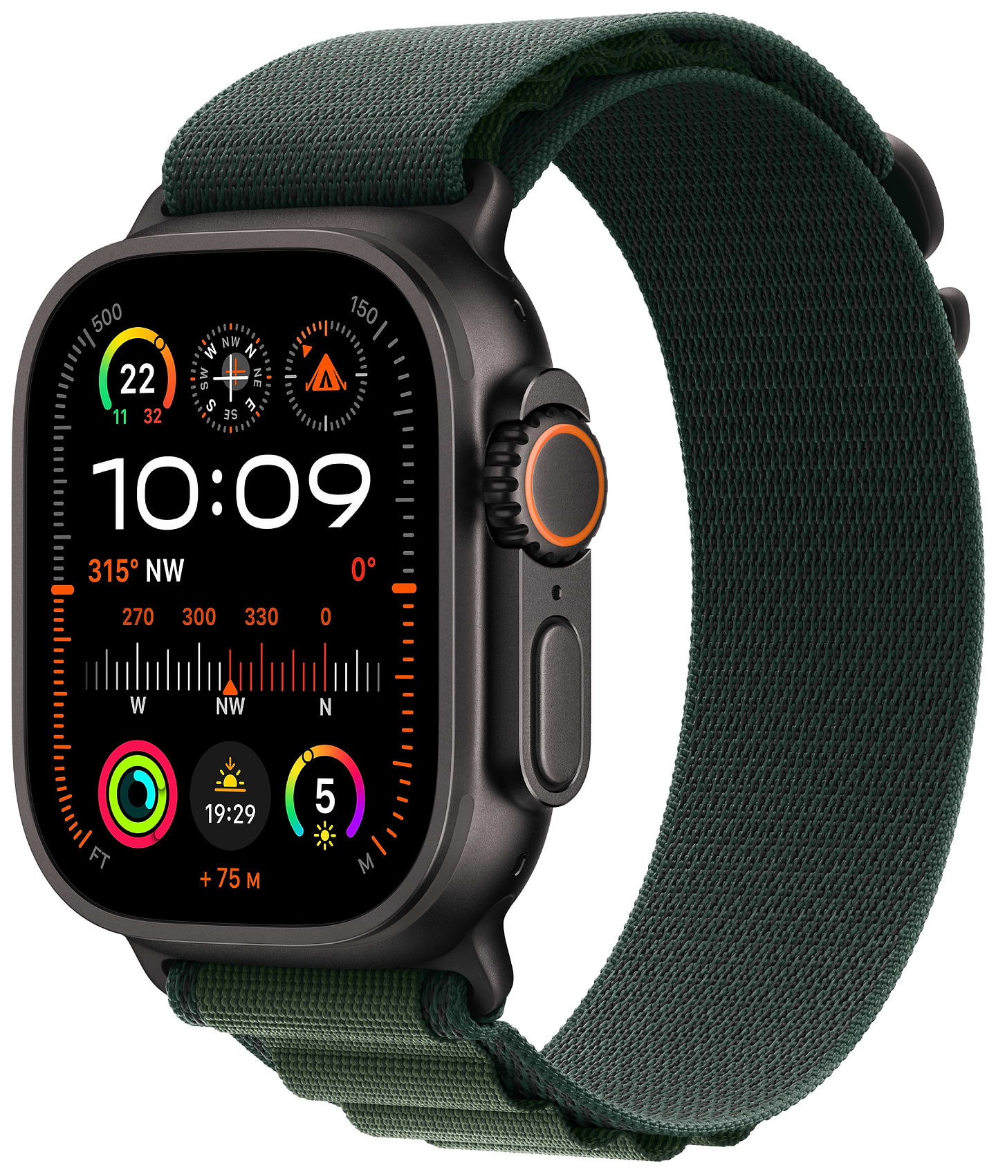 Смарт-часы Apple Watch Ultra 2 GPS 49mm Black Titanium Case with Dark Green Alpine Loop - Small - Фото 1