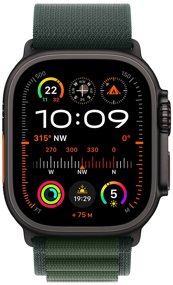 Фото - Смарт-годинник Apple Watch Ultra 2 GPS 49mm Black Titanium Case with Dark Green Alpine Loop - Small