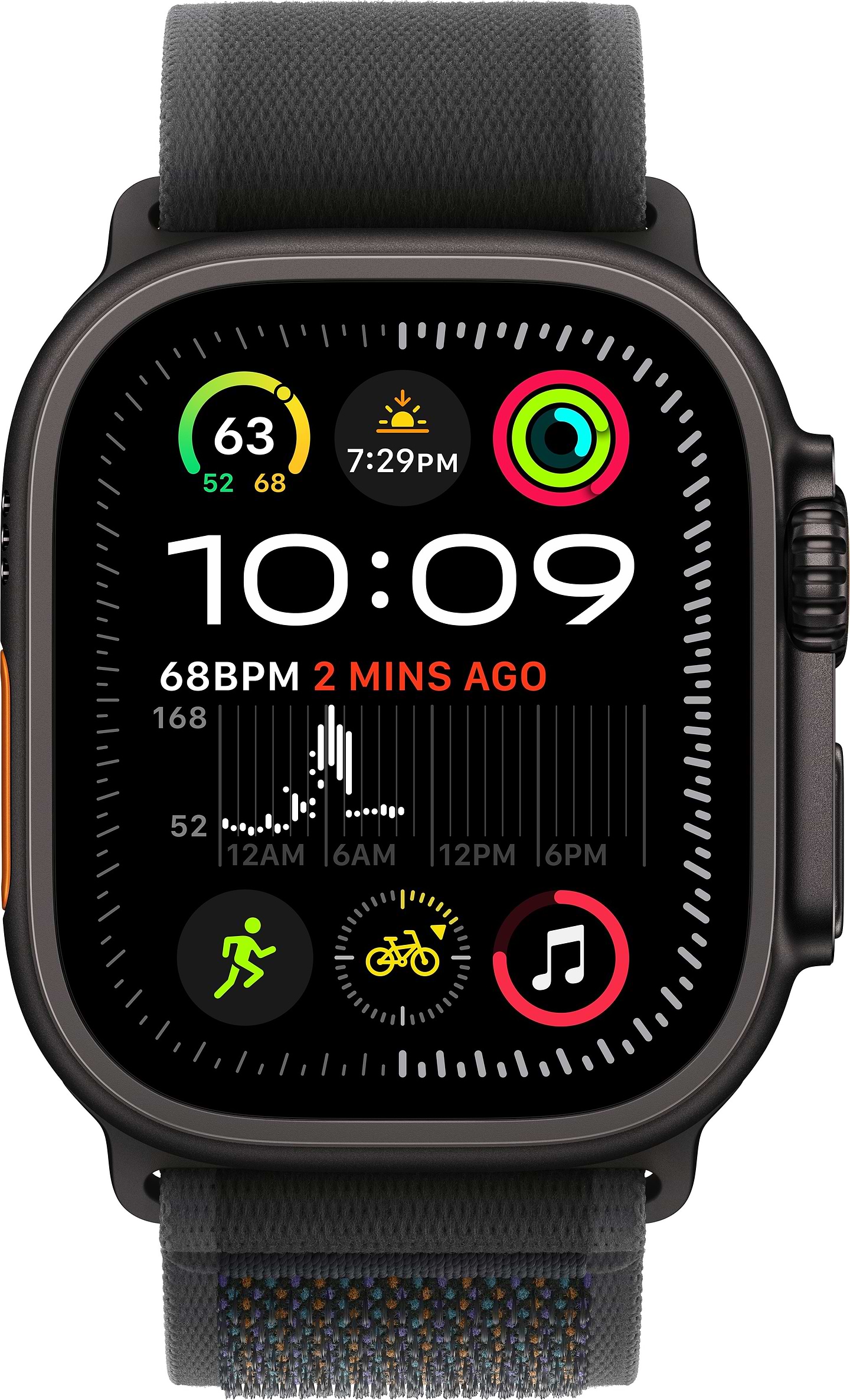 Ремешок для смарт-часов Apple 49mm Black Trail Loop - S/M - Natural Titanium Finish (MXTQ3ZM/A) - Фото 1