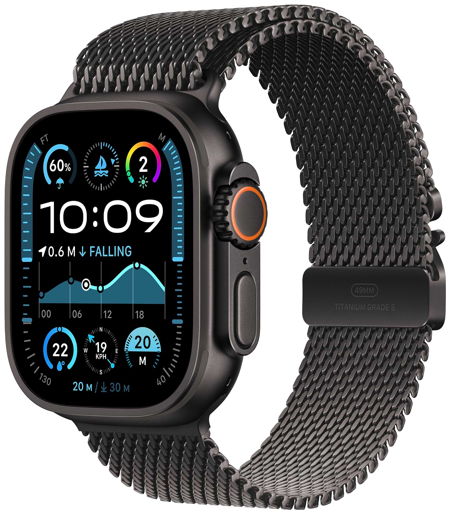 Смарт-часы Apple Watch Ultra 2 GPS 49mm Black Titanium Case with Black Titanium Milanese Loop - M - Фото 1