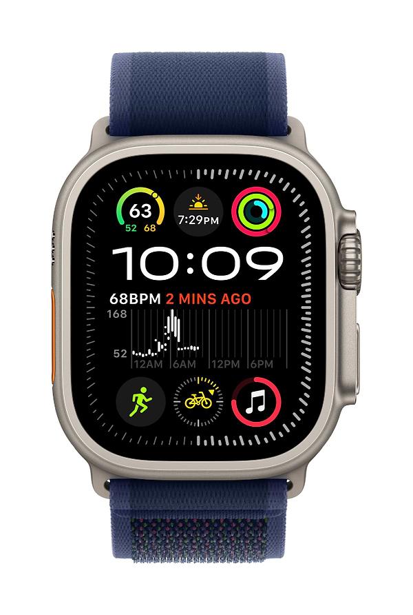 Фото - Ремінець для смарт-годинника Apple 49mm Blue Trail Loop - S/M - Natural Titanium Finish (MXTT3ZM/A)