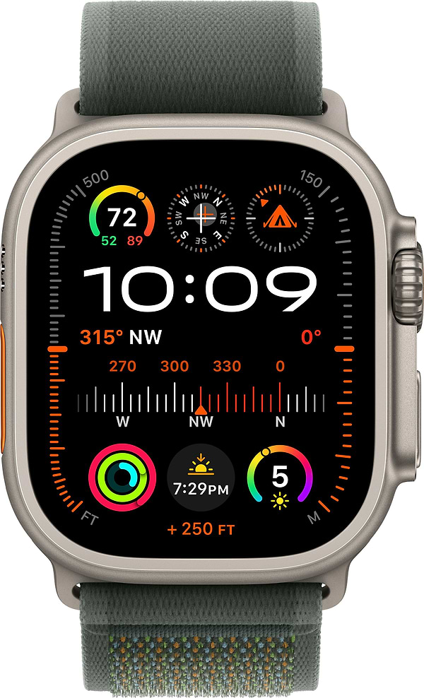 Фото - Ремешок для смарт-часов Apple 49mm Green Trail Loop - S/M - Natural Titanium Finish (MXTN3ZM/A)