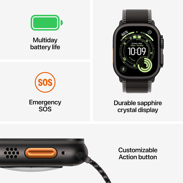 Фото - Смарт-годинник Apple Watch Ultra 3 GPS + eSIM 49mm Black Titanium Case with Black Alpine Loop - M