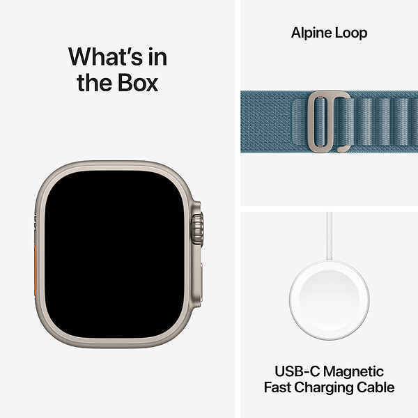 Фото - Смарт-годинник Apple Watch Ultra 3 GPS + eSIM 49mm Natural Titanium Case with Light Blue Alpine Loop - Large