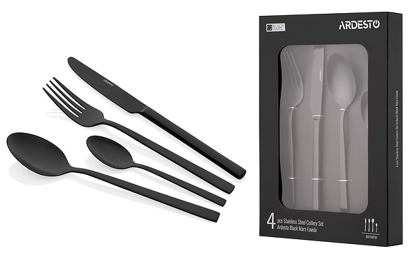Фото - Набір столових приборів Ardesto Black Mars Favola 4 пр. (AR0704FSB)