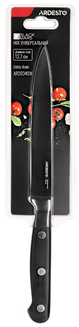Фото - Ніж кухонний Ardesto Black Mars 25.2 см (AR2034SW)
