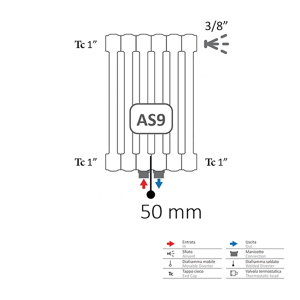 Фото - Радиатор отопления Cordivari ARDESIA COL.2 EL. 10 H2000 AS9 F04 GRIGIO GRAFITE (AR2102000S09F04A)