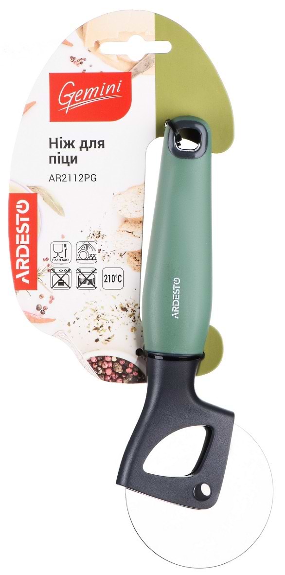 Фото - Уценка - Нож для пиццы Ardesto Gemini Gray/Green (AR2112PG)