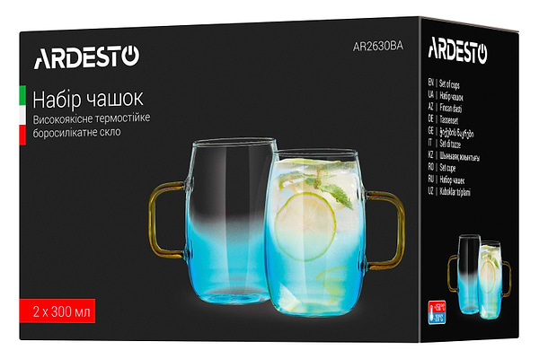 Фото - Набір чашок Ardesto Blue Atlantic 300 мл 2 шт. (AR2630BA)