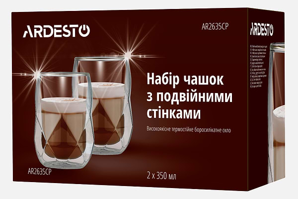 Фото - Набор стаканов с двойными стенками Ardesto 350 мл 2 шт (AR2635CP)