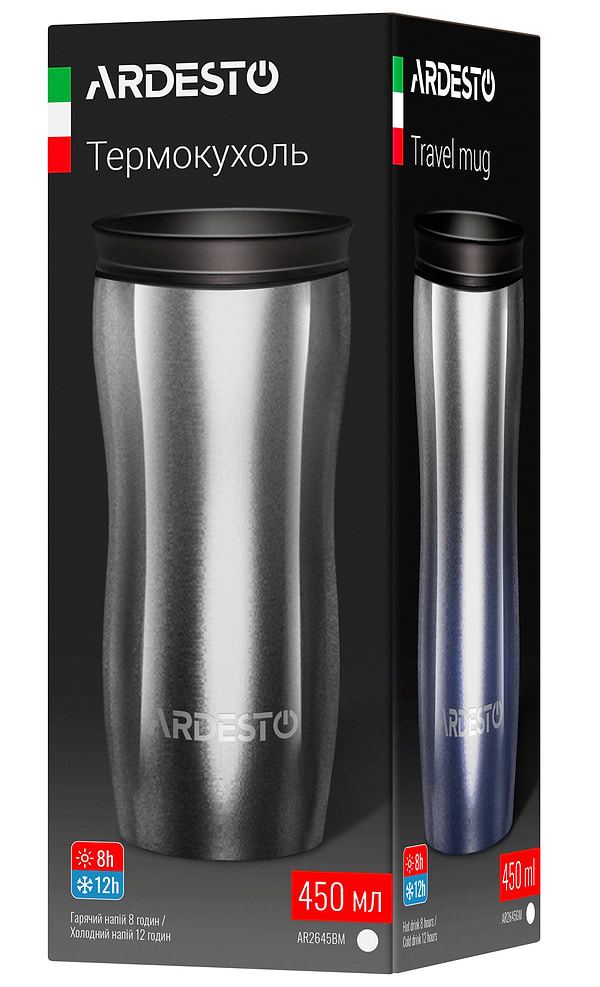 Фото - Термокружка Ardesto Metallic 450 мл Black (AR2645BM)