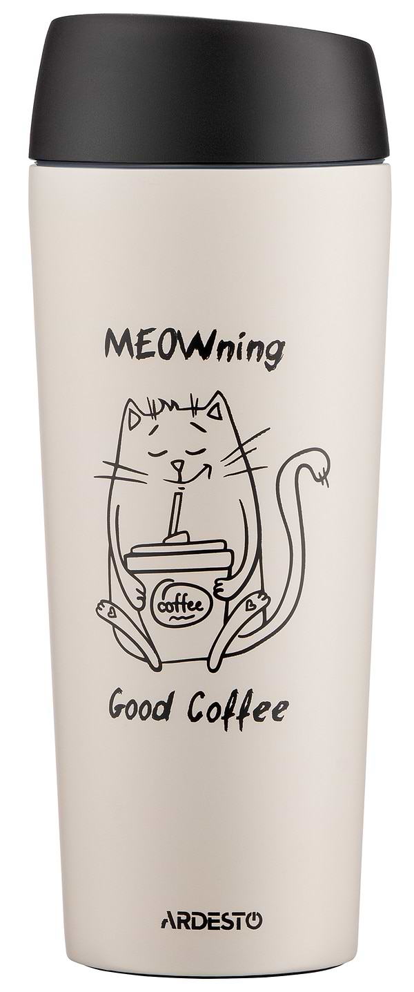 Фото - Термокружка Ardesto Coffee Time Meowning 450 мл Beige (AR2645WC)
