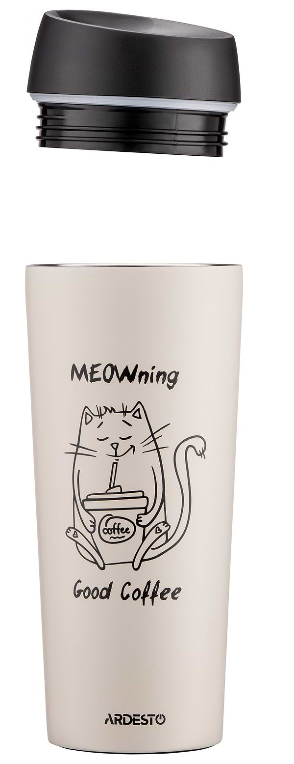 Фото - Термокружка Ardesto Coffee Time Meowning 450 мл Beige (AR2645WC)