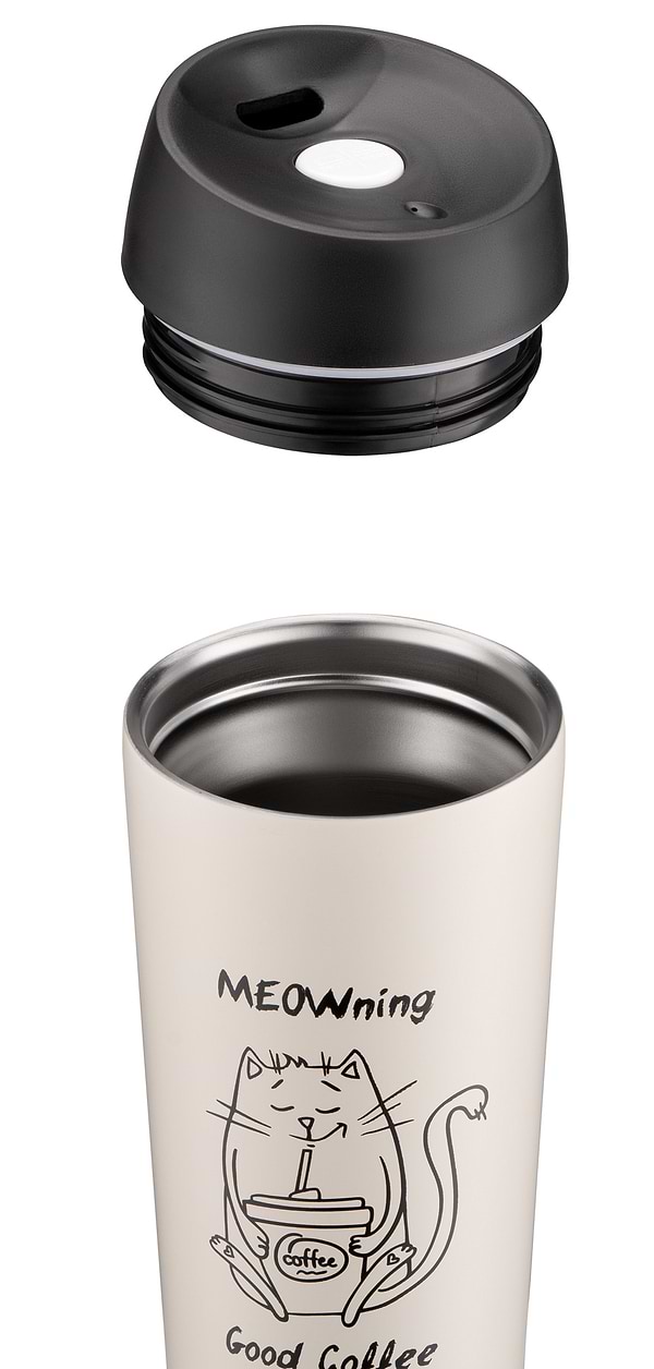 Фото - Термокружка Ardesto Coffee Time Meowning 450 мл Beige (AR2645WC)