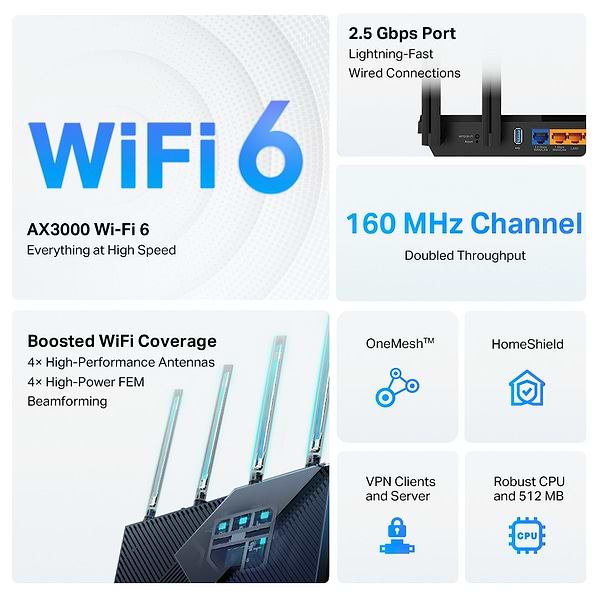 Фото - Маршрутизатор интернет WiFi6 TP-Link Archer AX55 Pro