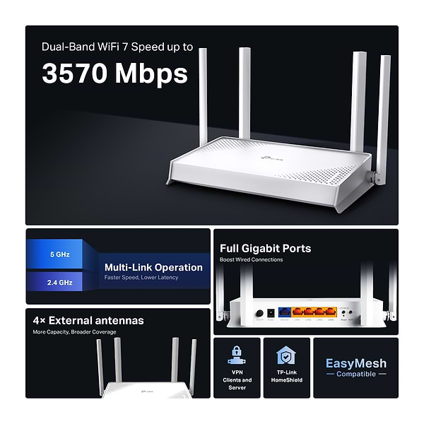 Фото - Маршрутизатор інтернет WiFi7 TP-Link Archer BE220W