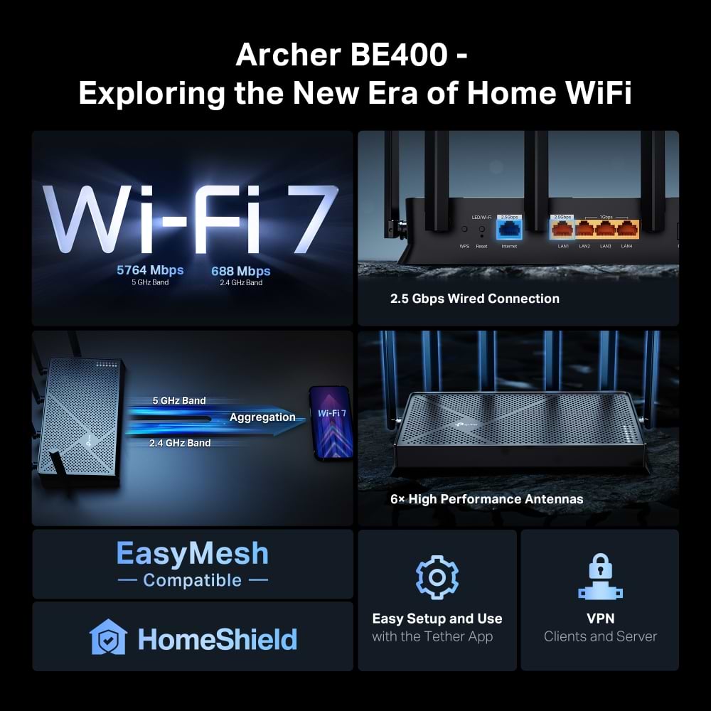 Фото - Маршрутизатор интернет WiFi7 TP-Link Archer BE400