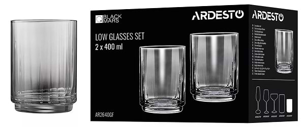 Фото - Набір склянок Ardesto Black Mars Alcor 400 мл 2 шт. (AR2640GF)