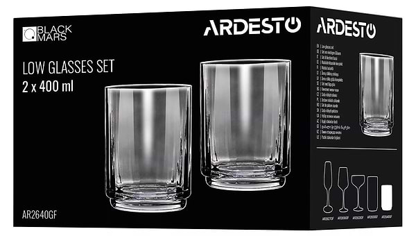Фото - Набір склянок Ardesto Black Mars Alcor 400 мл 2 шт. (AR2640GF)