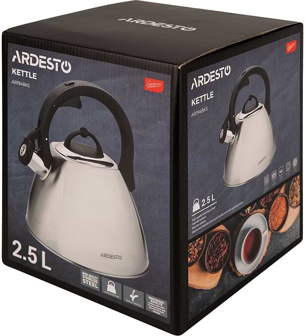 Фото - Чайник металевий Ardesto Gemini 2.5 л Grey (AR1948KS)