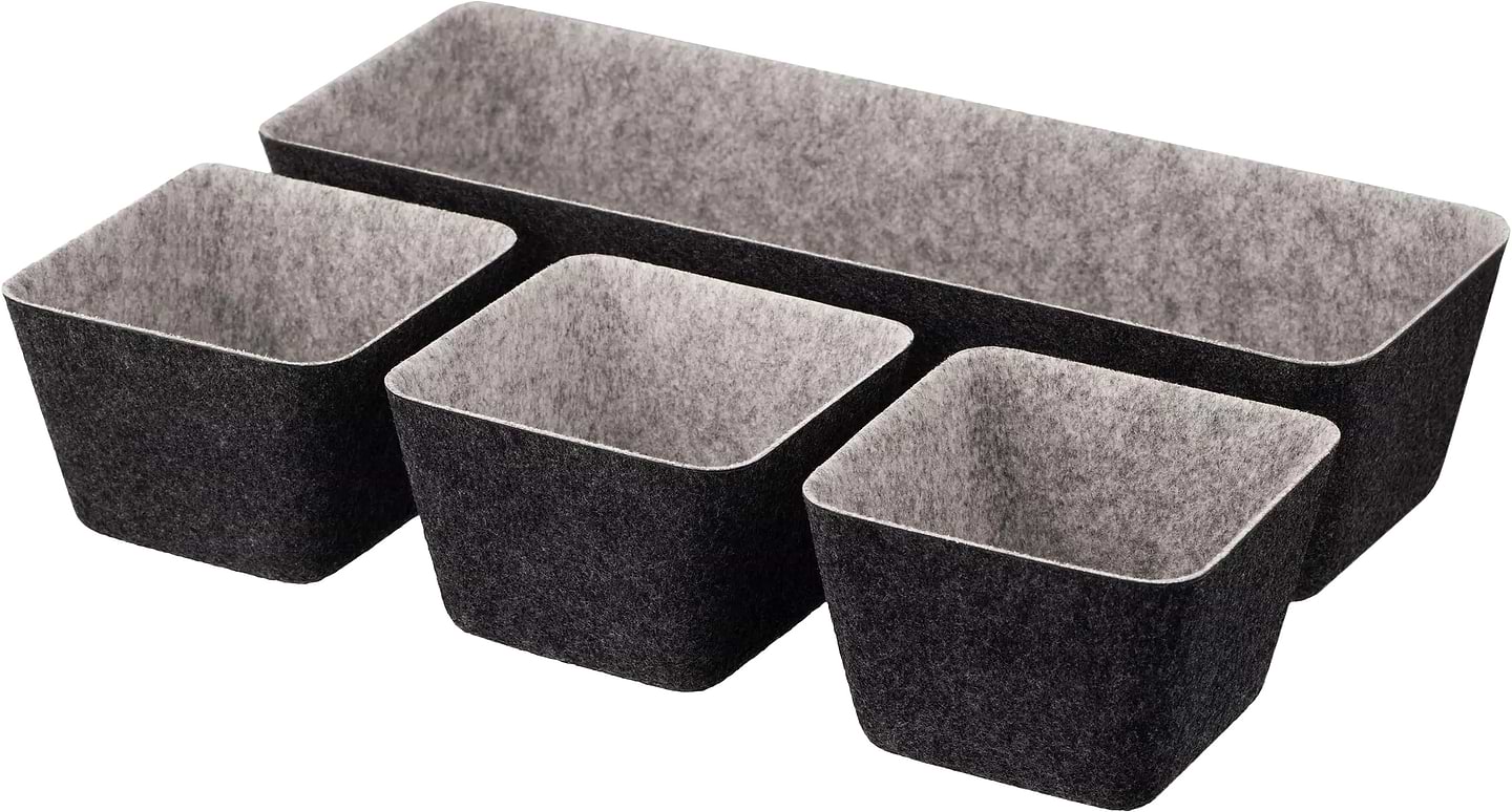 Купити Набір корзин для зберігання Ardesto Prestigio 38.5x13.5x9cm/12x12x8.5 см 4 пр. Gray (ARHH5101FG) - Фото 1 Набір корзин для зберігання Ardesto Prestigio 38.5x13.5x9cm/12x12x8.5 см 4 пр. Gray (ARHH5101FG) - Фото 1