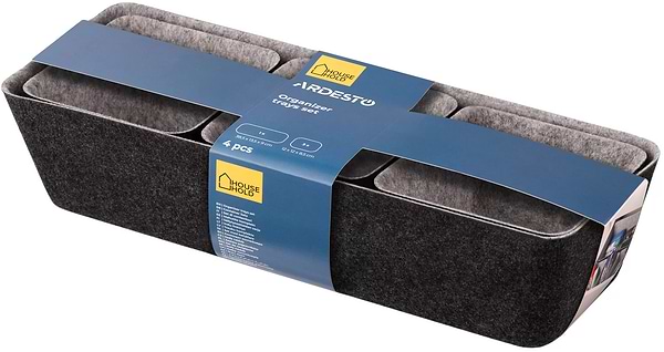 Фото - Набор корзин для хранения Ardesto Prestigio 38.5x13.5x9cm/12x12x8.5 см 4 пр. Gray (ARHH5101FG)