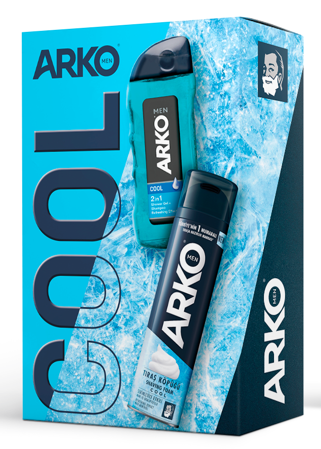 Набор для бритья мужской ARKO MEN COOL Пена для бритья  200 мл + Гель для душа и шампунь 2в1 260 мл (8690506573188)