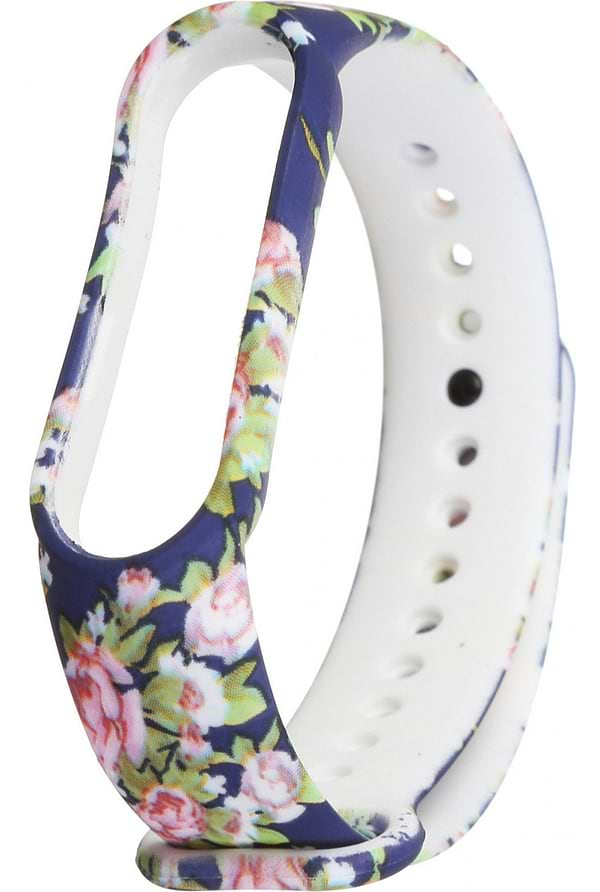 Фото - Ремінець для фітнес-браслету Armorstandart Xiaomi Mi Band 5 Blue with flowers (ARM57015)