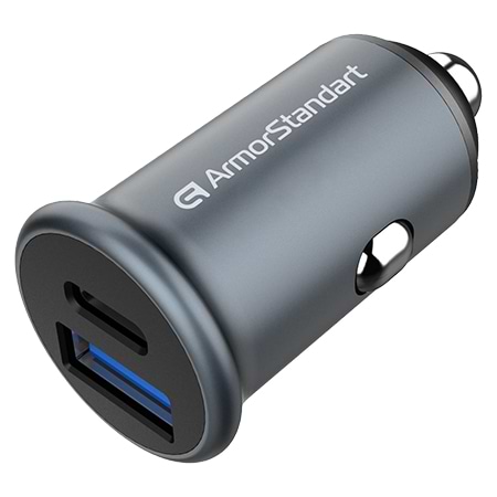 Автомобильное зарядное устройство Armorstandart 20W Type-C+USB Grey (ARM65439)