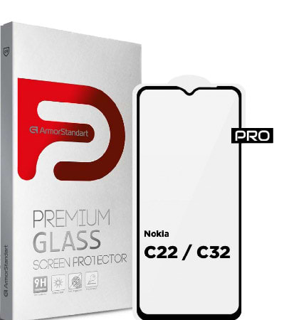 Защитное стекло для смартфона Armorstandart Pro for Nokia C22/C32 Black (ARM66980)