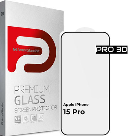 Защитное стекло для смартфона Armorstandart Pro 3D for Apple iPhone 15 Pro Black (ARM68219)