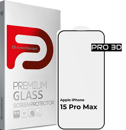 Защитное стекло для смартфона Armorstandart Pro 3D for Apple iPhone 15 Pro Max Black (ARM68220) - Фото 1