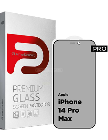 Захисне скло для смартфону Armorstandart Pro Anti-spy Matte for Apple iPhone 14 Pro Max Black (ARM68605) - Фото 1