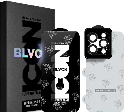 Защитное стекло для смартфона Armorstandart Supreme Set Black Icon для Apple iPhone 15 Pro Max (ARM74188)