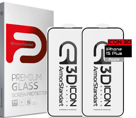 Защитное стекло для смартфона Armorstandart Icon 3D for iPhone 15 Plus Black 2 шт. (ARM74273)