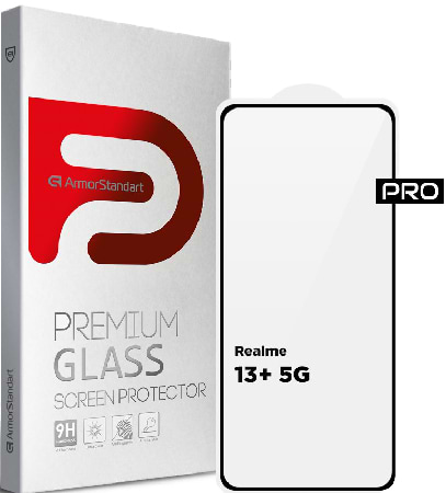 Захисне скло для смартфону Armorstandart Pro for Realme 13+ 5G Black (ARM80504) - Фото 1
