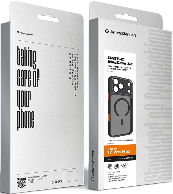 Фото - Чехол для смартфона Armorstandart Unit-C MagCase SE for Apple iPhone 17 Pro Max Black Orange (ARM86322)