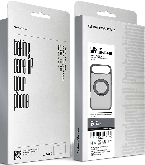 Фото - Чохол для смартфону Armorstandart Unit Stand2 for Apple iPhone 17 Air Titanium Grey (ARM86343)