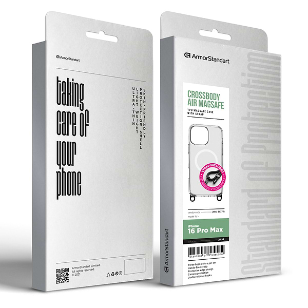 Фото - Чохол для смартфону Armorstandart Crossbody Air MagSafe Rope for Apple iPhone 16 Pro Max Clear (ARM86378)