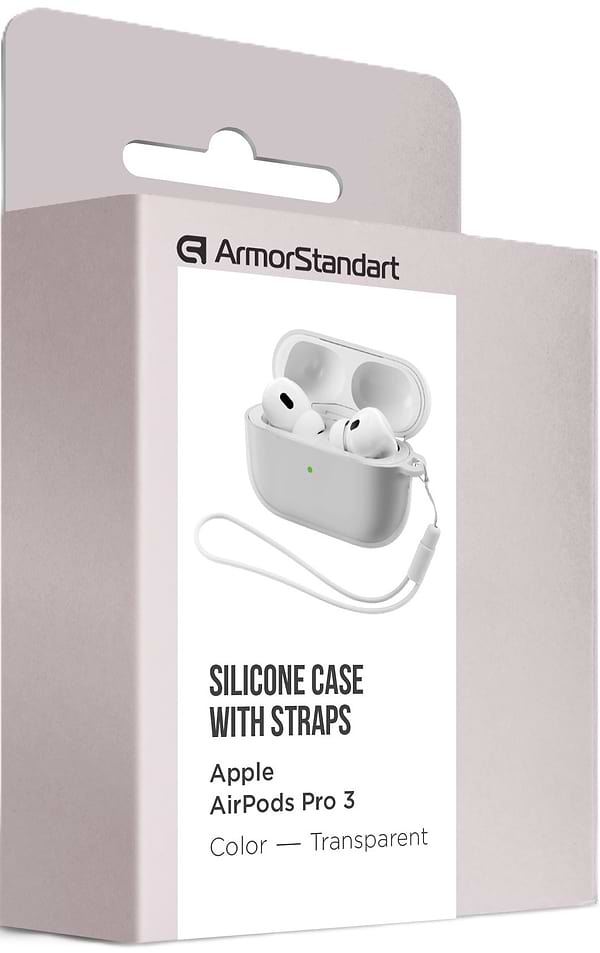Фото - Чехол для наушников Armorstandart Silicone Case with straps for Apple Airpods Pro 3 Transparent (ARM88300)